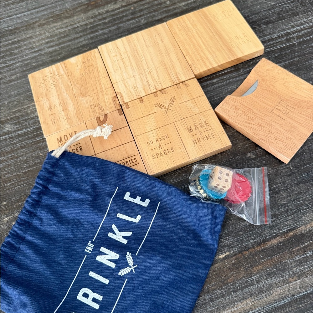 DRINKLE Wooden Game Set - NEW Natural Brown